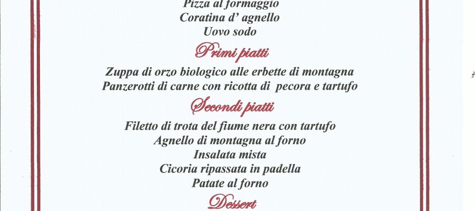 menù di pasqua 2015