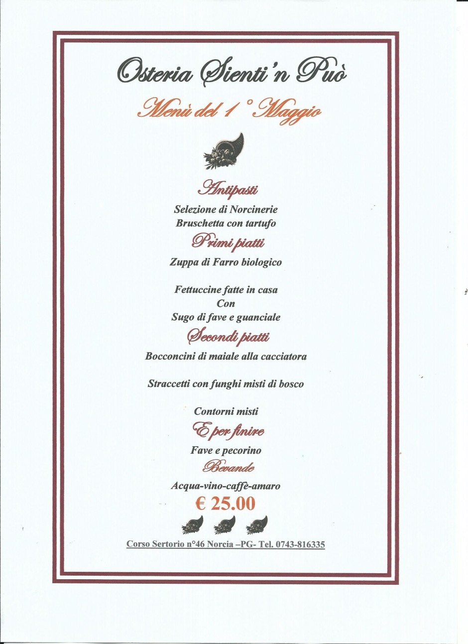 menù 1°maggio 2016