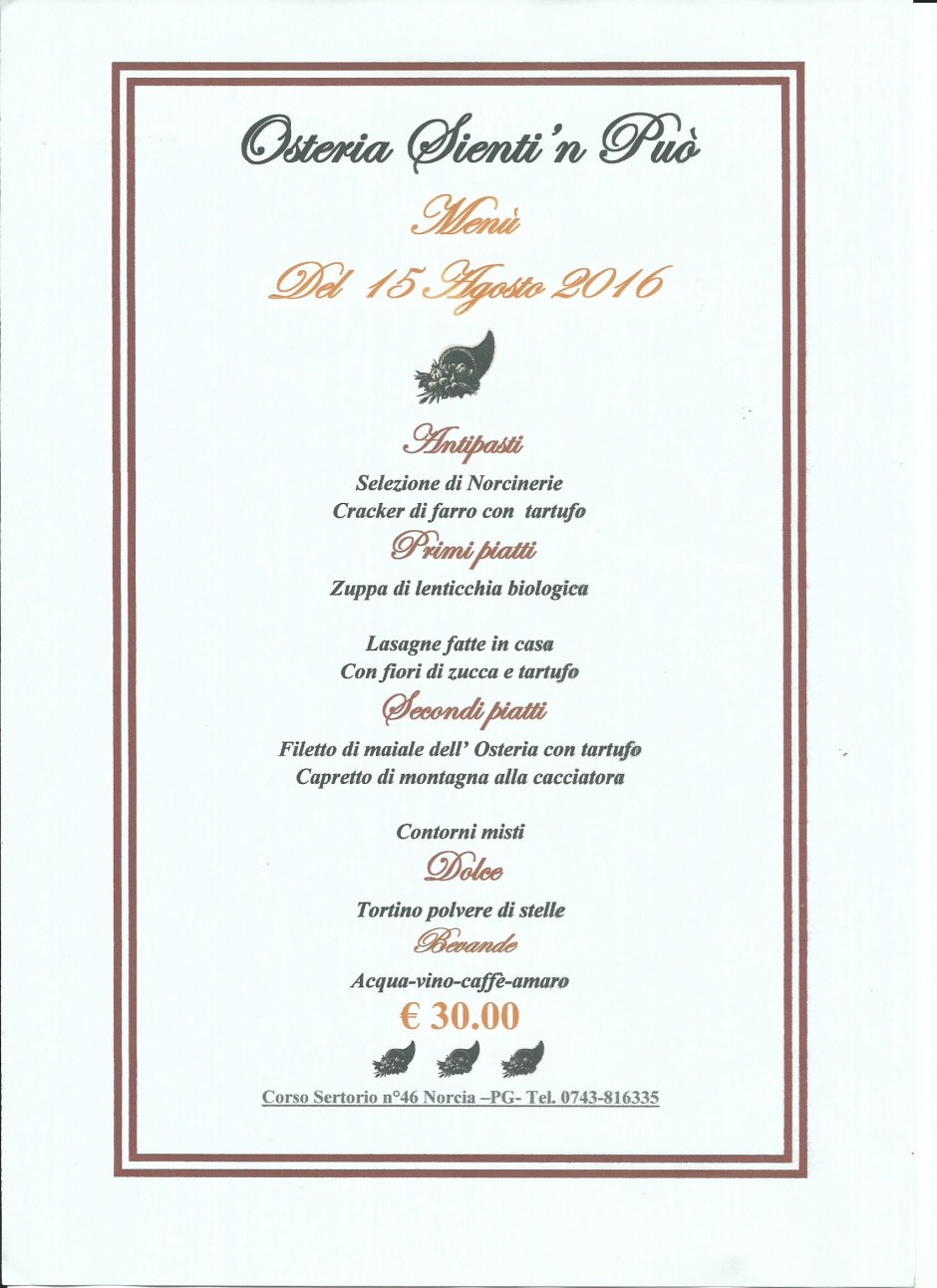 menù del 15 agosto 2016